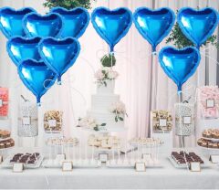 Nessiworld Metalize Parlak Mavi Kalp Şekilli Uçan Balon Folyo 18 inç 45 cm 25 Adet