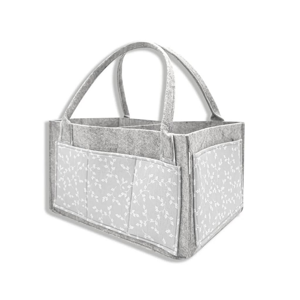 Nessiworld   BabyJem Keçe Anne Bebek Bakım Çantası 772 Gri Çiçek