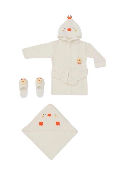 Nessiworld  Baby Civcivli Bornoz Seti 30038 Ekru