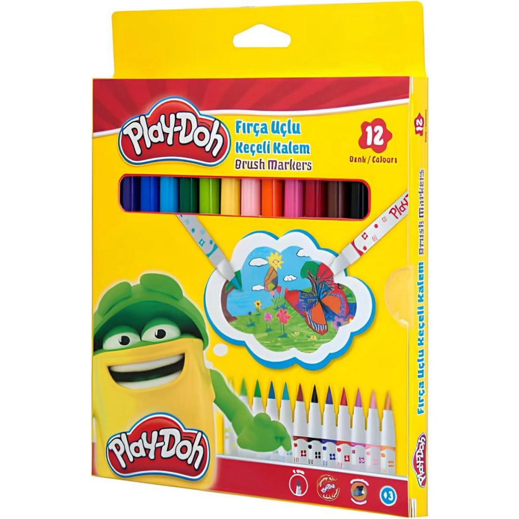 NessiWorld Play-Doh Fırça Uçlu Keçeli Kalem 12'li