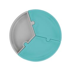 Nessiworld  Puzzle Vakum Tabanlı Silikon Tabak Aqua Green / Powder Grey