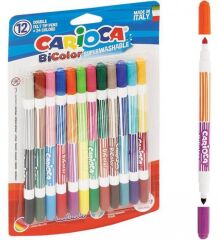 Nessiworld Carioca Bicolor Süper Yıkanabilir Çift Uçlu Keçeli Boya Kalemi 12'Li 24 Renk