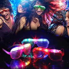 Nessiworld  Led Işıklı Pilli Panjur Şekilli Rengarenk Yanıp Sönen Lüks Parti Gözlüğü Karışık 12 Adet