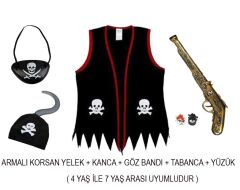 Nessiworld Korsan Seti Korsan Yelek Kanca Göz Bandı Yüzük ve Tabanca Seti 4-7 Yaş