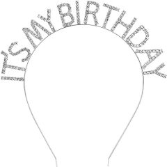 Nessiworld Nessiworld Kristal Taşlı Gümüş Renk İt&#39;s My Birthday Yazılı Doğum Günü Parti Tacı 14x16 cm