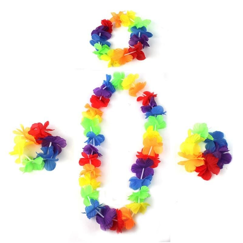 Nessiworld  Rengarenk Hawaii Kolye Taç Bileklik Seti 4 Parça