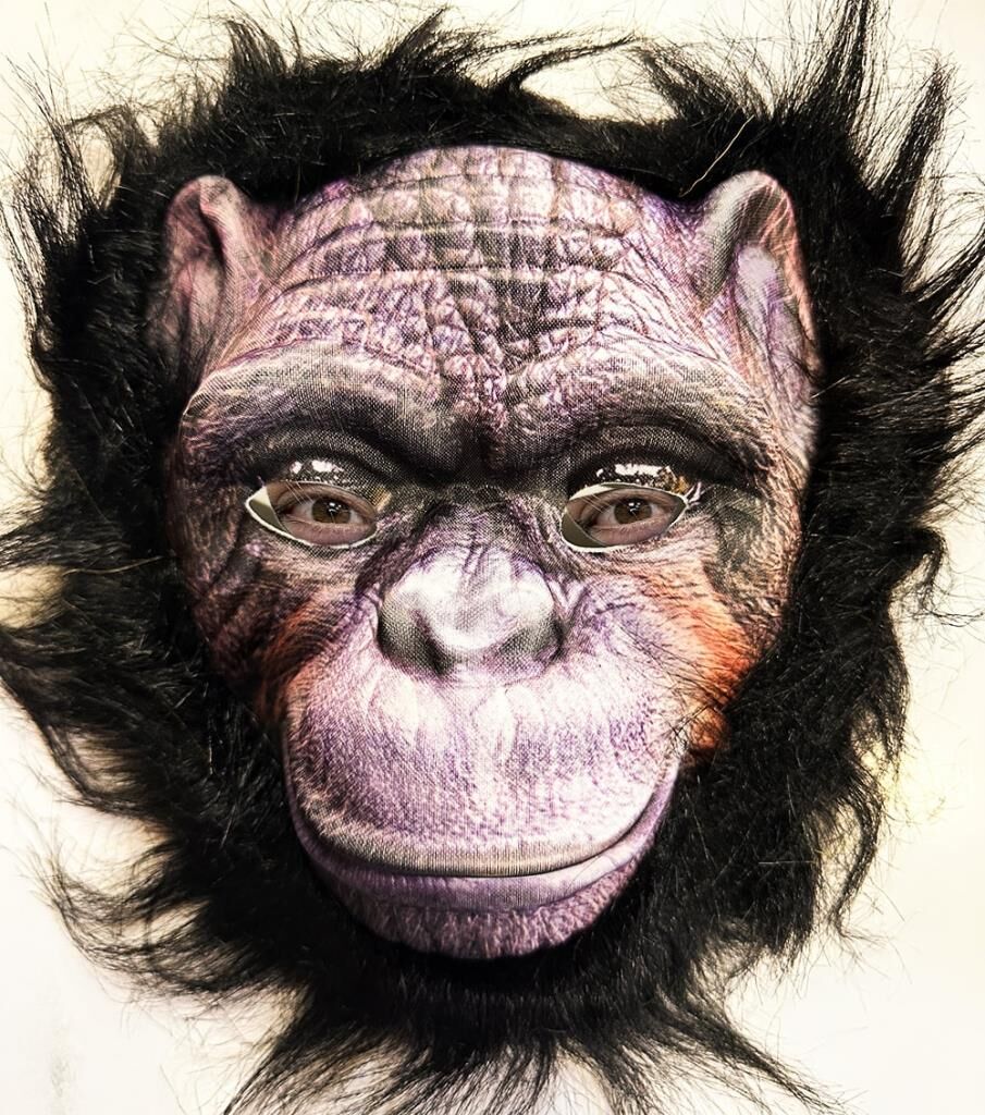 Nessiworld Siyah Saçlı Goril Maskesi Orangutan Maymun Maskesi Mega Peluş 36 No
