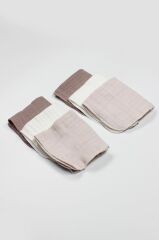 Nessiworld Bistyle 6'lı Müslin Mendil 20x20 cm 90106 Taş Ekru Antrasit