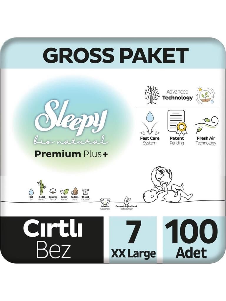 Nessiworld Sleepy Bio Natural Bebek Bezi Gross Paket 7 Beden 20-30 Kg 100 Adet