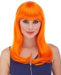 Nessiworld  Turuncu Renk Uzun Düz Parti Peruğu