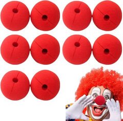 Nessiworld  Kırmızı Renk Sünger Palyaço Burnu Takma Burun 10 Adet