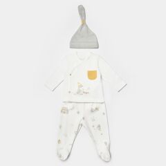 Nessiworld Bibaby Biorganic Penguin Club 3'Lü Bebek Set 73336 Ekru Gri