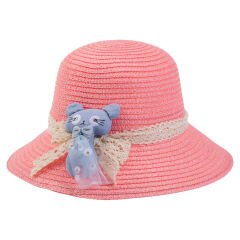 Nessiworld   Bebe Hasır Şapka (2-6 Yaş) Y24700-01 Pembe