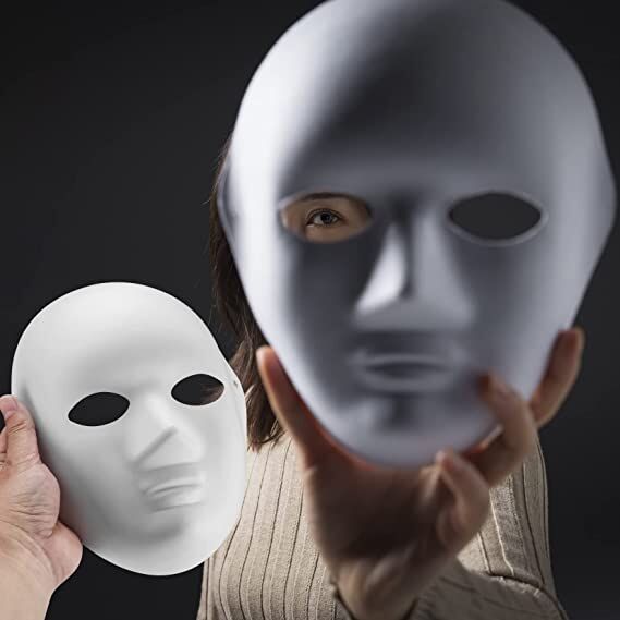 Nessiworld  Beyaz Renk Boyanabilir Anonim Tam Yüz Cosplay Maske 24x18 cm