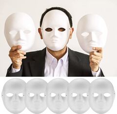 Nessiworld  Beyaz Renk Boyanabilir Anonim Tam Yüz Cosplay Maske 24x18 cm
