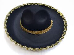 Nessiworld  Altın Renk Şeritli Meksika Mariachi Latin Şapkası 55 cm Çocuk