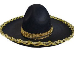 Nessiworld  Altın Renk Şeritli Meksika Mariachi Latin Şapkası 55 cm Çocuk