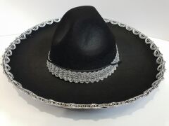 Nessiworld  Gümüş Renk Şeritli Meksika Mariachi Latin Şapkası 55 cm Çocuk