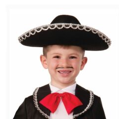 Nessiworld  Gümüş Renk Şeritli Meksika Mariachi Latin Şapkası 55 cm Çocuk