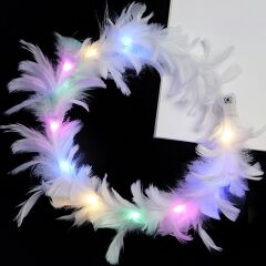 Nessiworld  Led Işıklı Rengarenk Yanan 3 Fonksiyonlu Otrişli Parti Tacı Beyaz Renk 12x12 cm