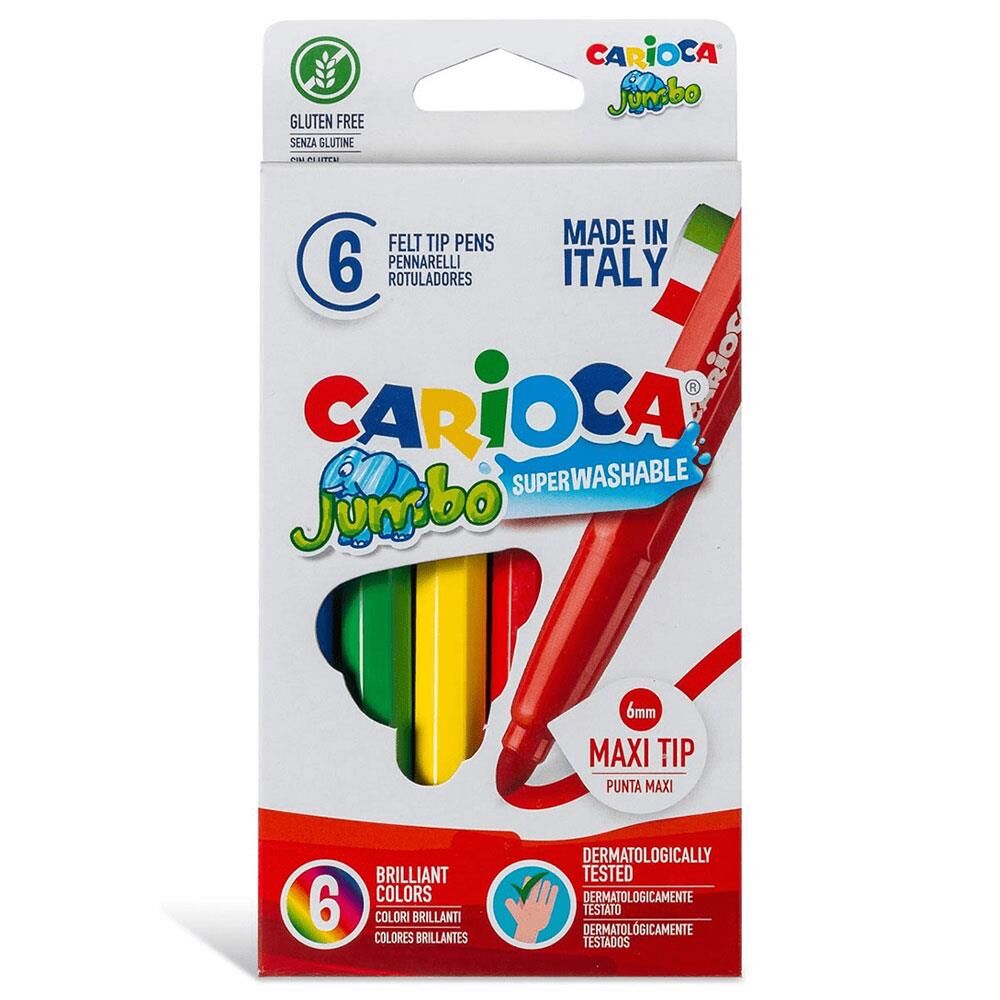 Nessiworld Carioca Jumbo Süper Yıkanabilir Keçeli Boya Kalemi 6'Lı