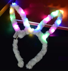 Nessiworld  Led Işıklı Peluş Pofuduk Tavşan Kulak Tavşan Taç Beyaz 17X23 cm