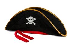 NessiWorld Yetişkin Boy Kadife Jack Sparrow Denizci Kaptan Jack Korsan Şapkası 50X20 CM