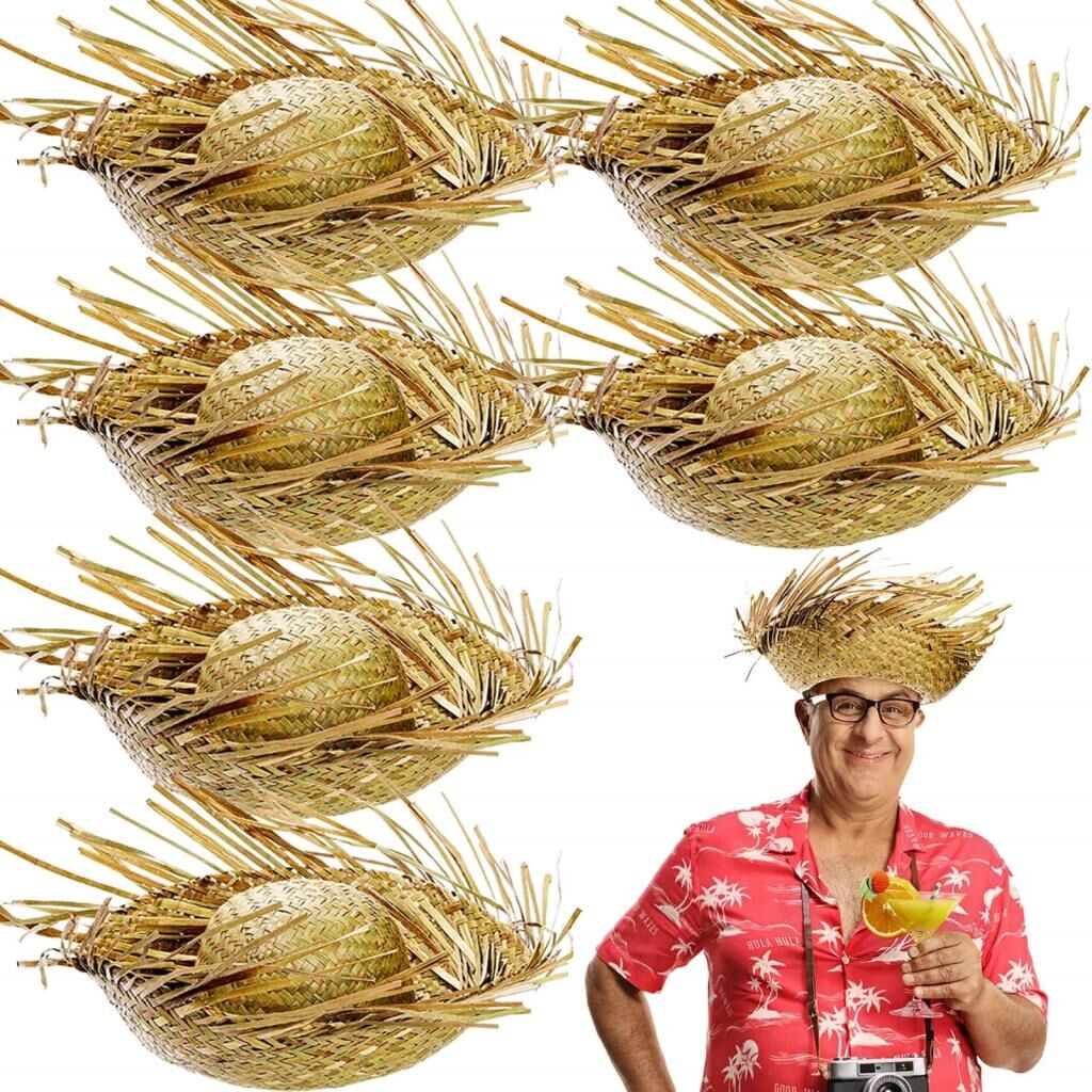 Nessiworld  Tropikal Parti Naturel Hasır Hawaii Şapkası 13x36 cm