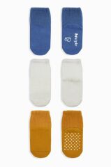 Nessiworld Bistyle Basic Kaymaz Penye Soket Çorap 3'Lü BS10106 İndigo Ekru Hardal