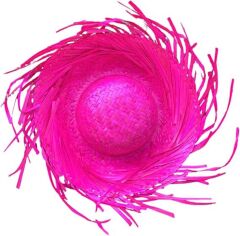Nessiworld  Tropikal Parti Pembe Fuşya Hasır Hawaii Şapkası 13x36 cm