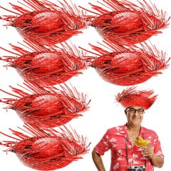 Nessiworld  Tropikal Parti Kırmızı Hasır Hawaii Şapkası 13x36 cm
