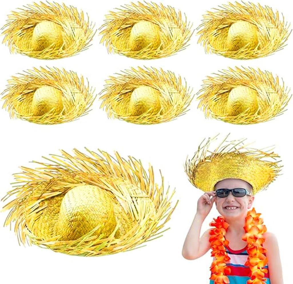 Nessiworld  Tropikal Parti Sarı Hasır Hawaii Şapkası 13x36 cm