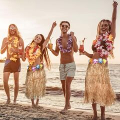 Nessiworld  Hawaii Tarzı Hula Eteği – 60 cm Hasır Naturel Etek