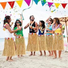 Nessiworld  Hawaii Tarzı Hula Eteği – 60 cm Hasır Naturel Etek