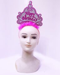 Nessiworld Happy Birthday Neon Pembe Renk Doğum Günü Tacı 24x15 cm