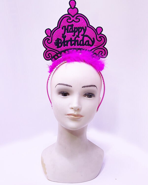 Nessiworld  Happy Birthday Neon Fuşya Renk Doğum Günü Tacı 24x15 cm