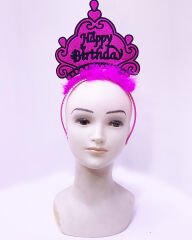 Nessiworld  Happy Birthday Neon Fuşya Renk Doğum Günü Tacı 24x15 cm