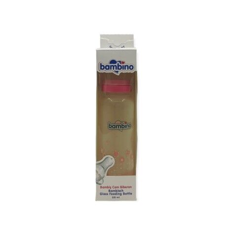 Bambino Bambiş Kiraz uçlu Cam Biberon 225 ml - Pembe