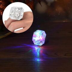 Nessiworld  Kristal Tasarımlı Led Glow Işıklı 3 Modlu Gümüş Yüzük 3.5 x 5 cm