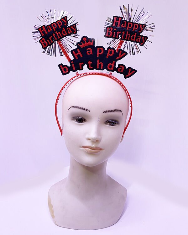 Nessiworld Happy Birthday Yazılı Püsküllü Neon Kırmızı Renk Doğum Günü Tacı 22x19 cm