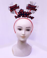 Nessiworld Happy Birthday Yazılı Püsküllü Neon Kırmızı Renk Doğum Günü Tacı 22x19 cm