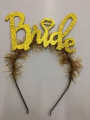 Nessiworld  Altın Renk Bekarlığa Veda İtalik Yazı Alyanslı Bride Taç