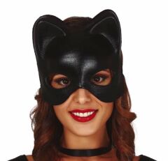 Nessiworld  Siyah Deri Görünümlü Kedi Maskesi – Cosplay & Maskeli Balo
