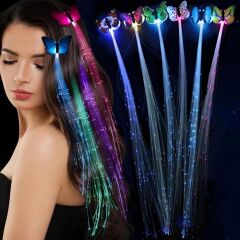 Nessiworld  Led Fiber Optik Işıklı Kelebek Saç Klipsi 1 Adet