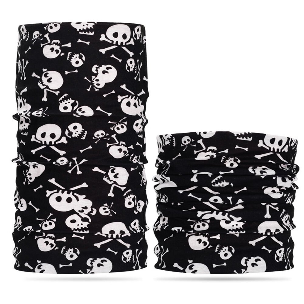 Nessiworld  Siyah Renk Üzeri Beyaz Kemik Kafatası İskelet Baskılı Baf Buff Bandana 30x48 cm