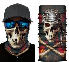 Nessiworld Siyah Renk Üzeri Likralı Korsan Kafatası Baskılı Baf Buff Bandana 30x48 cm