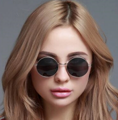 Nessiworld   Yuvarlak Cam John Lennon Tarzı Gümüş Çerçeveli Siyah Gözlük