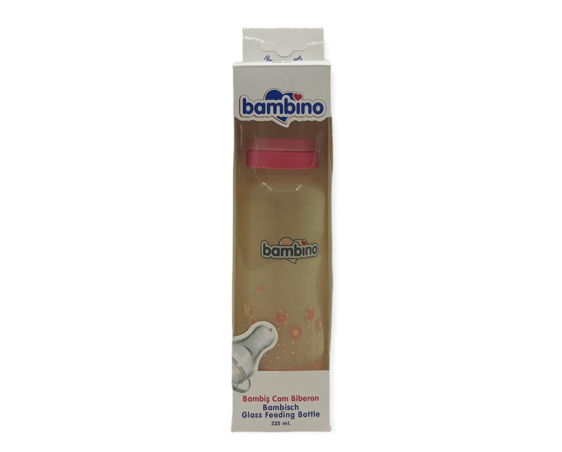 Bambino Bambiş Kiraz uçlu Cam Biberon 225 ml - Pembe