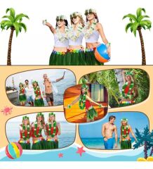 Nessiworld  Tropikal Esintili Hawaii Yapraklı Parti Eteği Yetişkin Boy