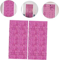 Nessiworld  Ekstra Metalize Rose Gold Renk Disko Dikdörtgen Kesim Kapı Perdesi Dekorasyon 1x2 Metre